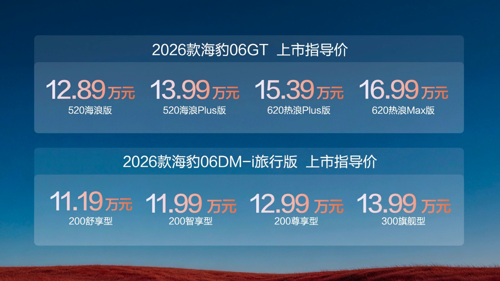 比亚迪两款个性化车型升级，2026款海豹06GT与海豹06DM-i旅行版同步上市